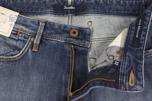 Incotex Jeans: 42, Medium faded blue, 5-pocket, cotton/elastane