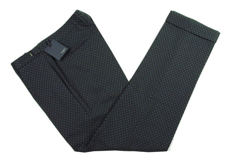 Incotex Trousers: 34, Navy with olive weave, flat front, regular fit, polyester/wool/elastan
