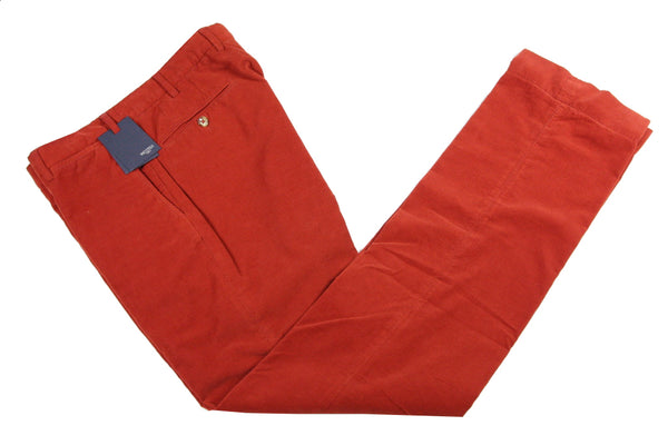 Incotex Trousers: 34, Burnt orange pinwale corduroy, flat front, Regular fit, cotton