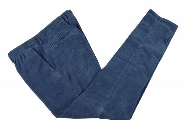 Incotex Trousers: 34, Deep royal blue corduroy, flat front, cotton/elastan