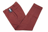 Incotex Trousers: 33/34, Deep red with geometric pattern, flat front , cotton/elastan