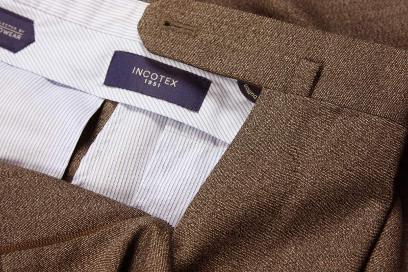 Incotex Trousers: 34, Grey-brown melange, flat front cargo pocket, pure wool