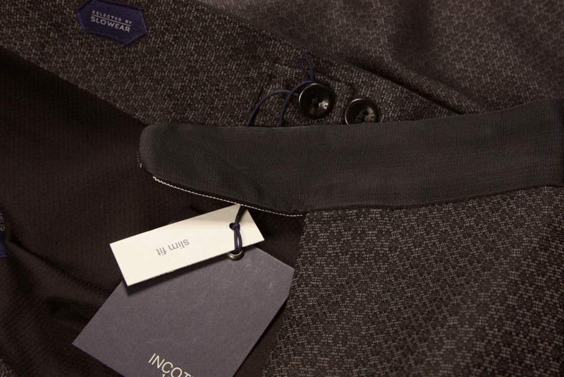 Incotex Trousers: 34, Grey weave with gunmetal grosgrain trim, flat front, pure wool