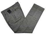 Incotex Trousers: 34, Light grey weave pleated front Super 130's wool