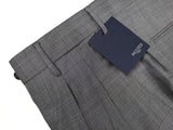 Incotex Trousers: 34, Light grey weave pleated front Super 130's wool