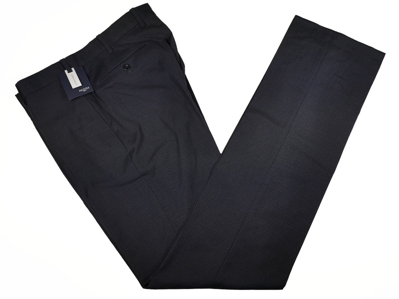 Incotex Trousers: 38, Charcoal check flat front Super 100's wool