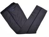 Incotex Trousers: 34, Navy/green weave with navy grosgrain trim, flat front, pure wool