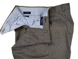 Incotex Trousers: 34 Earthy grey weave flat front Super 100's wool