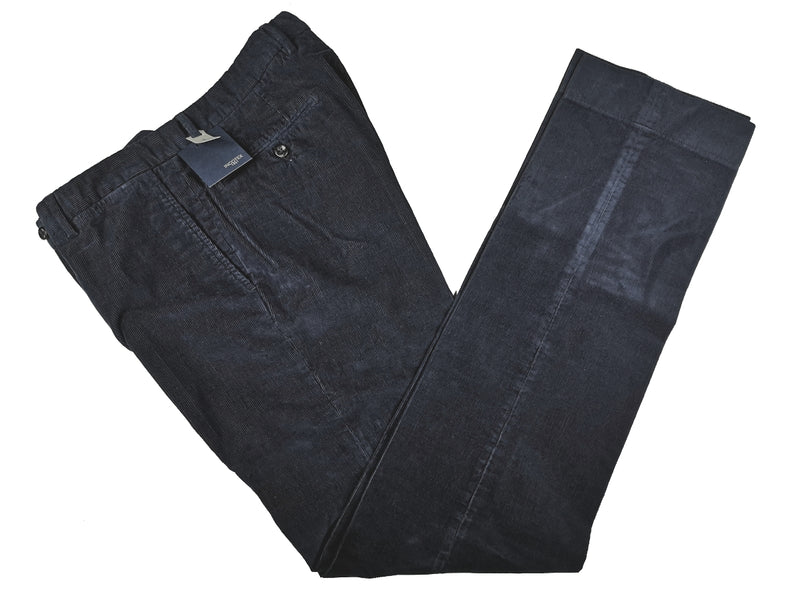 Incotex Trousers: 32, Navy corduroy flat front pure cotton