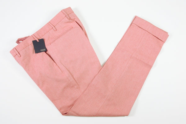 Incotex Trousers: 34, Red with white mini circular pattern, flat front, regular, pure cotton