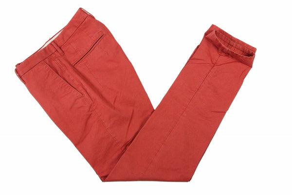 Incotex Trousers: 34, Burnt red-orange, flat front, slim, pure cotton