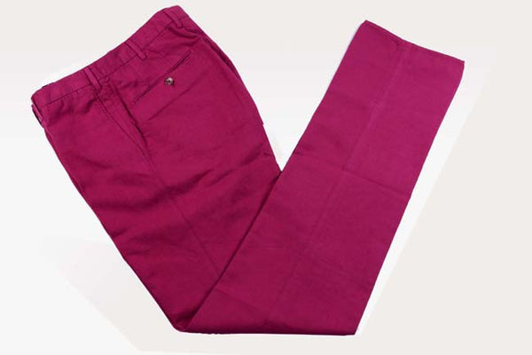 Incotex Trousers: 34, Washed red, flat front, regular, linen/cotton