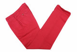 Incotex Trousers: 34, Red, flat front, regular, linen/cotton