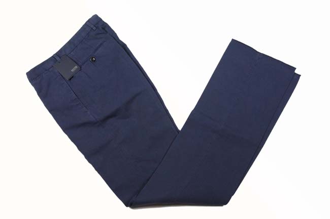 Incotex Trousers: 30, Faded navy blue, flat front, cotton/linen
