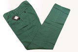 Incotex Trousers: 34, Dark jade green , flat front, linen/cotton