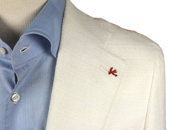 Isaia Sport Coat 39/40R, Vanilla white 2-Button Wool/Cotton/Poli boucle