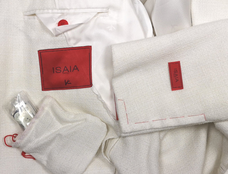 Isaia Sport Coat 39/40R, Vanilla white 2-Button Wool/Cotton/Poli boucle
