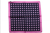 Kiton Pocket Square Navy & pink bullseye pattern, pure silk