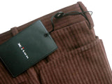 Kiton Trousers: 26, Brown, flat front, heavy cotton