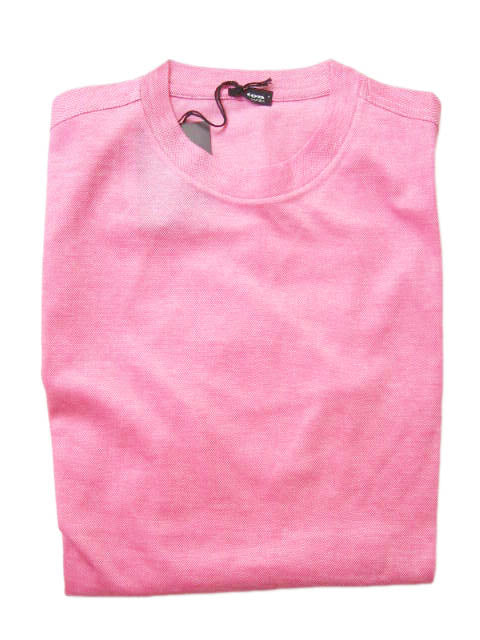 Kiton Shirt: X-Small, Pink, long sleeve crewneck, cotton pique