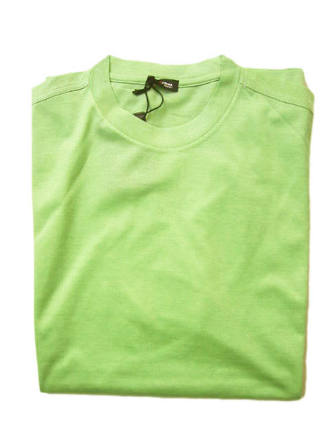 Kiton Shirt: X-Small, Lime green, long sleeve crewneck, cotton pique