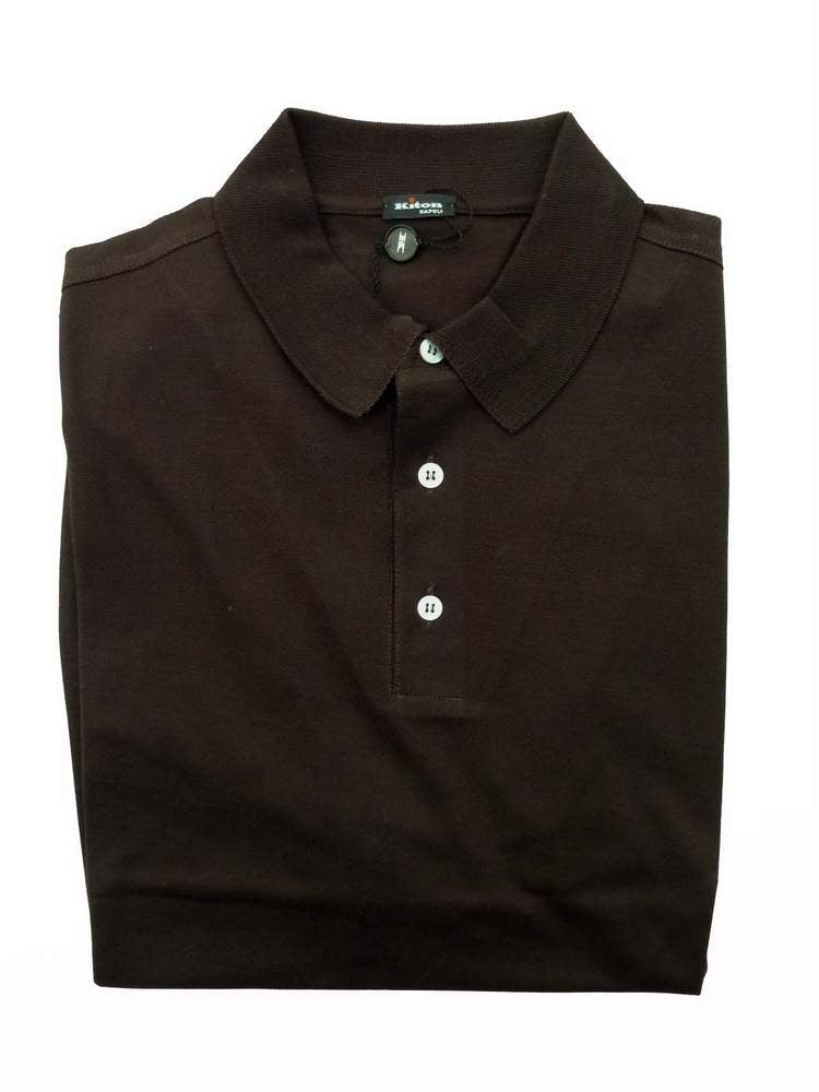 Kiton Polo Shirt L Dark Brown Mercerized Cotton