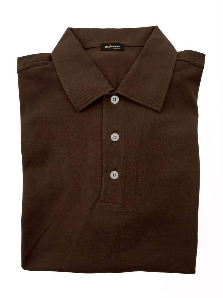 Kiton Polo Shirt M Soft Brown Cotton Pique