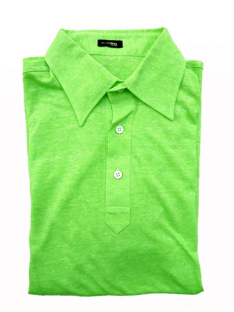 Kiton Polo Shirt M Lime Green Cotton/Linen