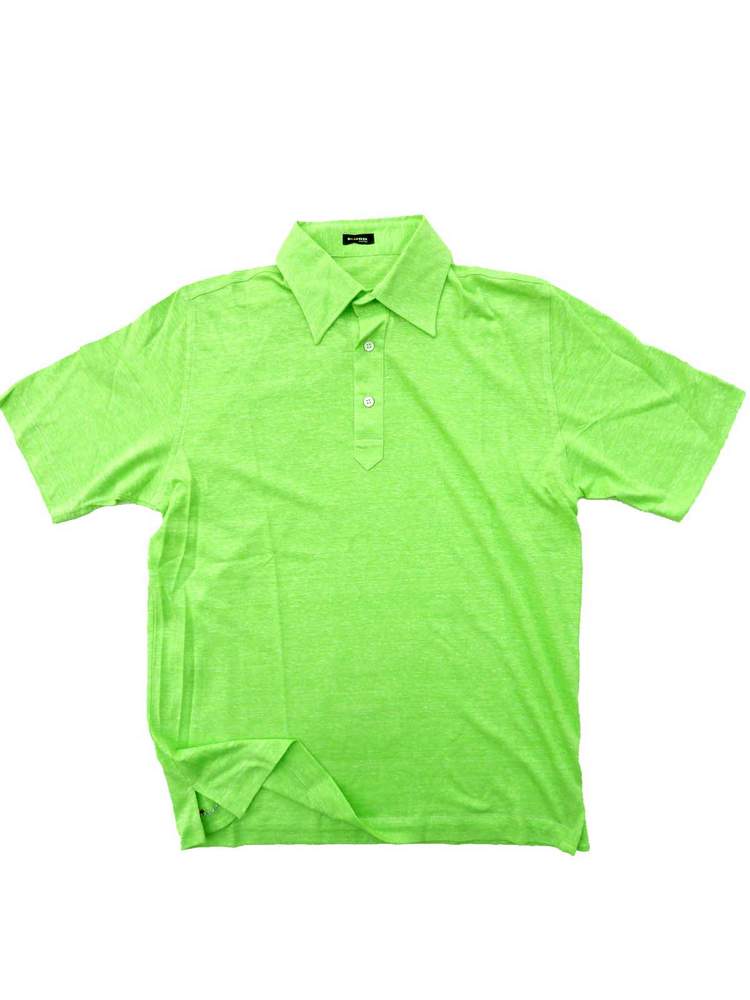 Kiton Polo Shirt M Lime Green Cotton/Linen