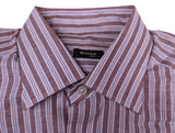 Kiton Sport Shirt L Spring Brown Stripe Linen/Cotton