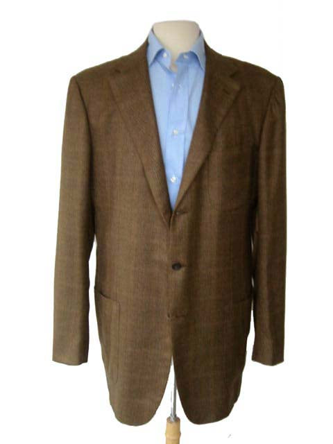 Kiton Sport Coat: 44XL/45XL, Dark drab glen plaid, 3-button, pure cashmere