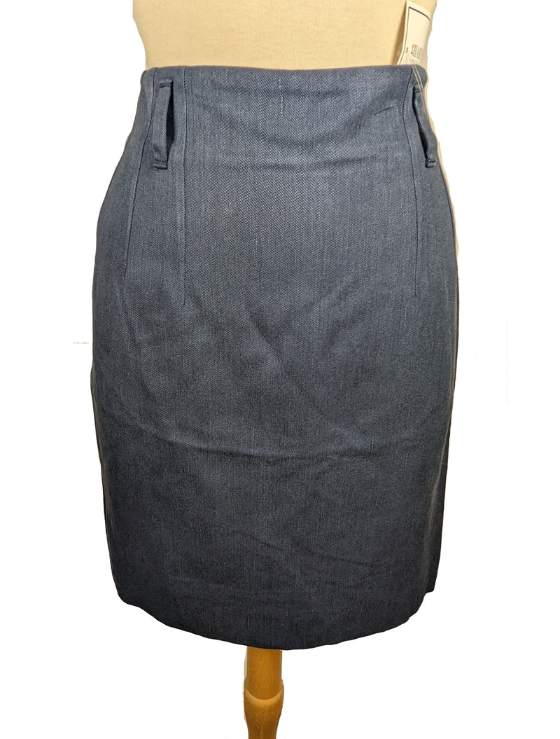 Kiton Women's Skirt Navy Blue Washed Silk IT 40