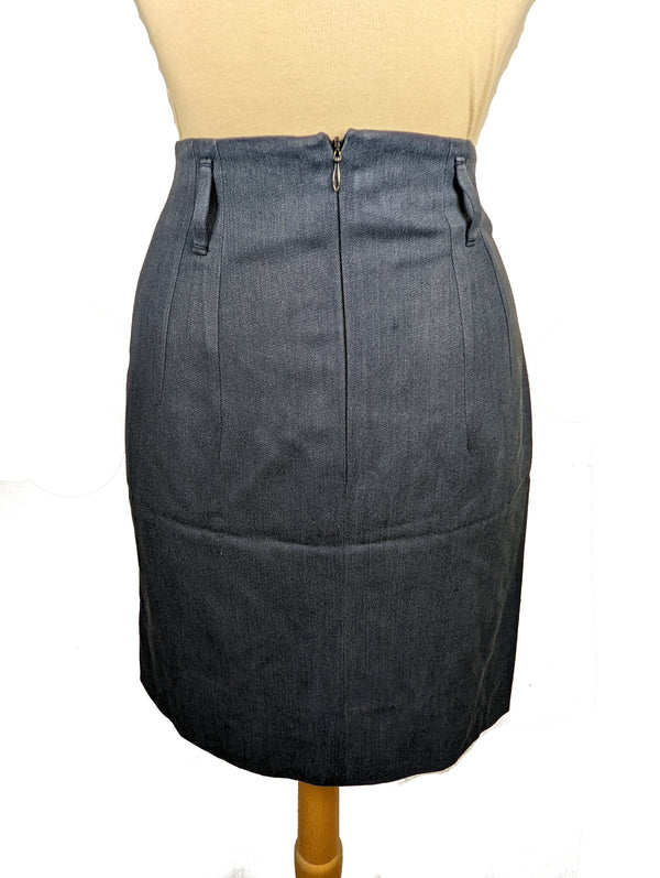 Kiton Women's Skirt Navy Blue Washed Silk IT 40