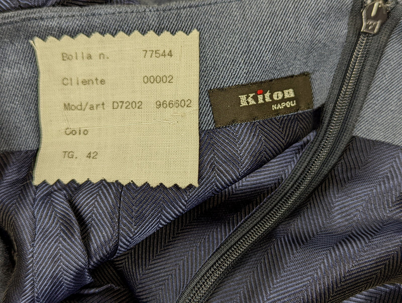 Kiton Women's Skirt Navy Blue Washed Silk IT 42