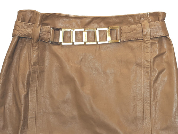 Kiton Women's Skirt Tan Leather IT 42