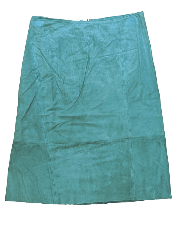 Kiton Women's Skirt Soft Teal Blue Suede IT 42