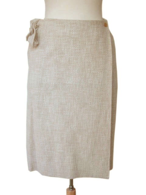 Kiton Women's Skirt Beige Heavy Silk/Linen(?) IT 42