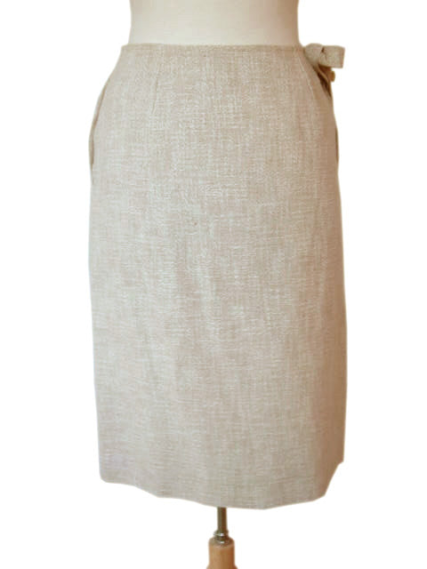 Kiton Women's Skirt Beige Heavy Silk/Linen(?) IT 42