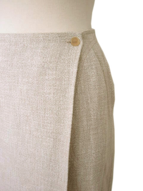 Kiton Women's Skirt Beige Heavy Silk/Linen(?) IT 42