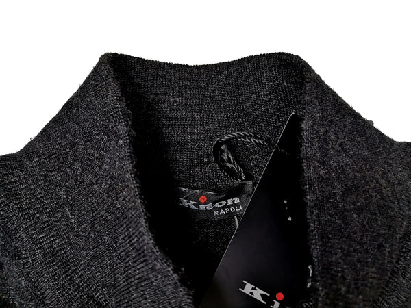 Kiton Sweater Medium Charcoal Grey Mock Turtleneck Pure Cashmere