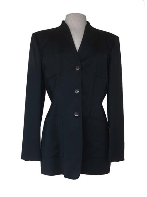 Kiton Women's Black Wool Nehru Jacket/Coat IT 46/US 12