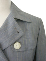 Kiton Women's Light Grey Pinstriped Wool Double Breasted Jacket/Coat IT 42/US 8