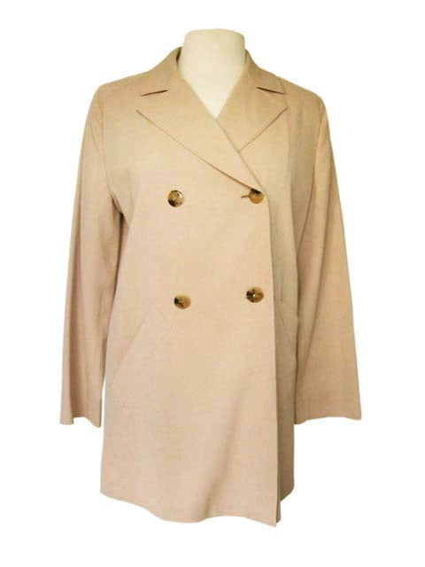 Kiton Women's Light Tan Wool Double Breasted Jacket/Coat IT 42/US 8/10