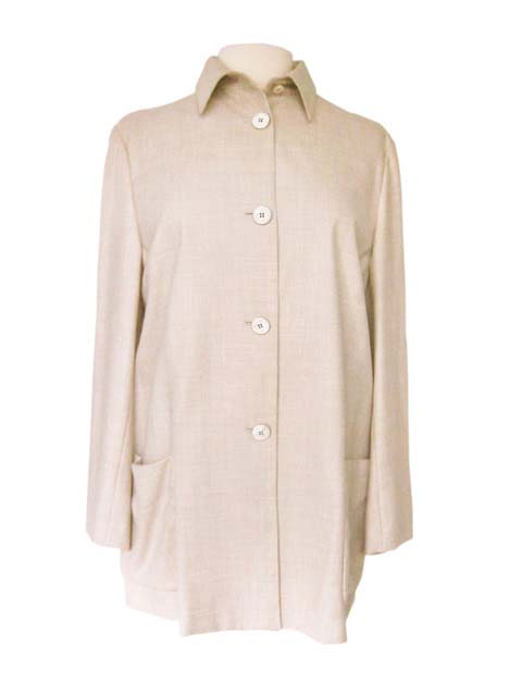 Kiton Women's Light Beige Weave Cashmere/Cotton Spring Coat IT 42/US 8/10