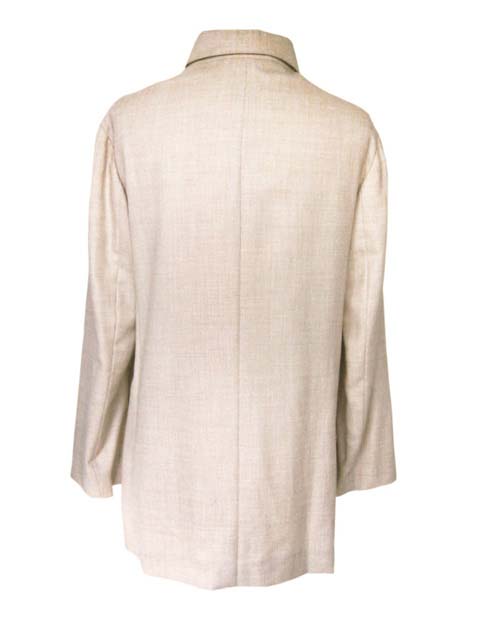 Kiton Women's Light Beige Weave Cashmere/Cotton Spring Coat IT 42/US 8/10