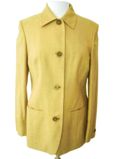 Kiton Women's Yellowish Tan Linen Jacket/Coat IT 42/US 8