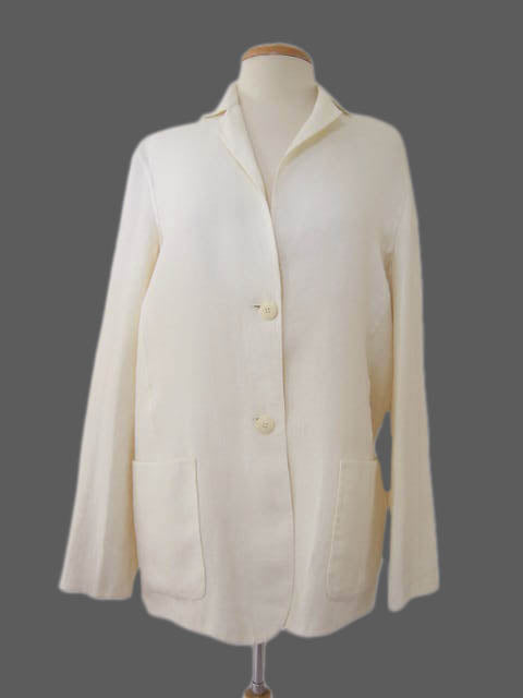 Kiton Women's Cream Spring Linen Coat IT 42/US 8 Stained