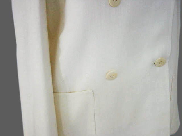 Kiton Women's Cream Double Breasted Linen Coat IT 42/US 8 Broken Button