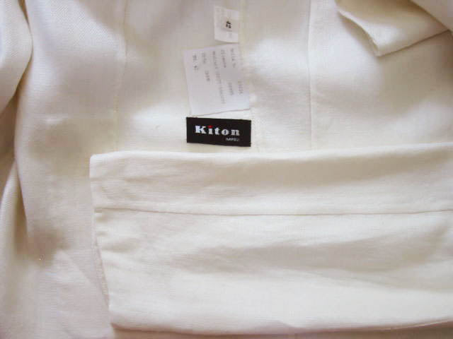 Kiton Women's Cream Double Breasted Linen Coat IT 42/US 8 Broken Button