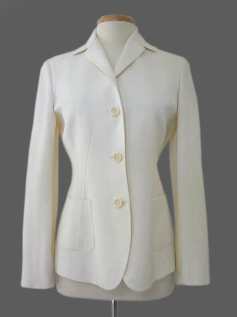 Kiton Women's Cream Herringbone Linen Coat IT 42/US 8 Stained